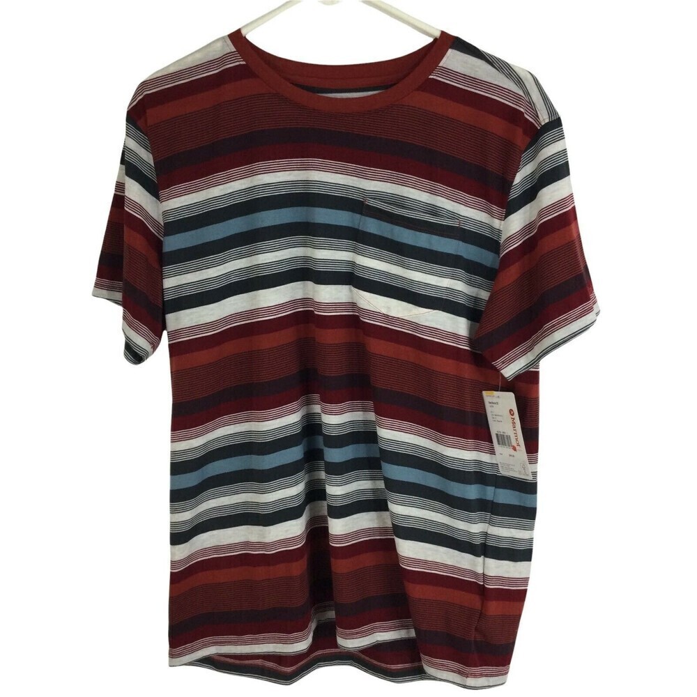 Marmot Tee Red Rock Short Sleeve T-Shirt Mens Retro Red Stripe Pocket Size XL